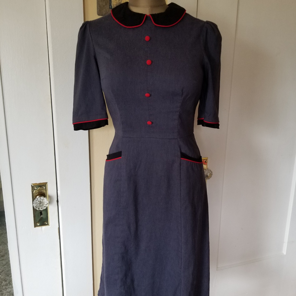 Stop Staring Blue Gray Flight Dress XL